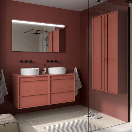 Meuble salle de bains 120cm 4 tiroirs Red Satin ATTILA - SALGAR 104976