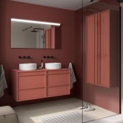 Meuble salle de bains 120cm 4 tiroirs Red Satin ATTILA - SALGAR 104976
