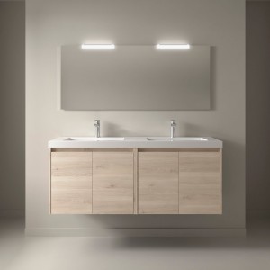 Meuble salle de bains 140cm 4 portes Chêne Naturel NOJA - SALGAR 105101