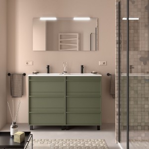 Meuble salle de bains 120cm 6 tiroirs Green Satin ATTILA - SALGAR 105232
