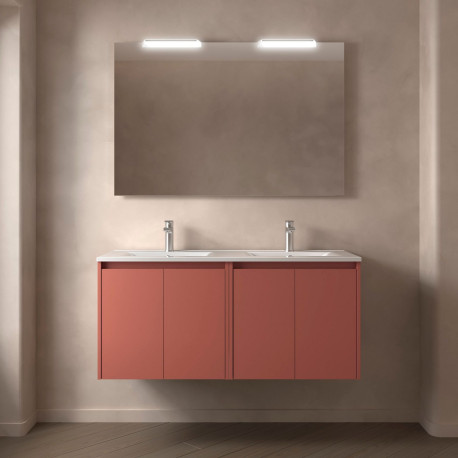 Meuble salle de bains et miroir 120cm 4 portes Red Satin NOJA - SALGAR 105305