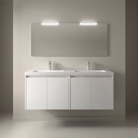 Meuble salle de bains et miroir 140cm 4 portes Blanc Brillant NOJA - SALGAR 105309