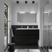 euble salle de bains 120cm 4 tiroirs et miroir Black Satin NOJA - SALGAR 105437