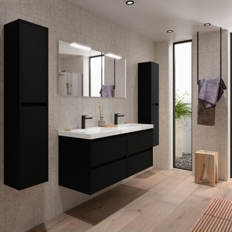 Ensemble Salle De Bains Noja 140 4 Tiroirs Black Satin - SALGAR 105446 
