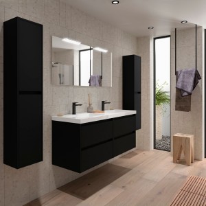 Ensemble Salle De Bains Noja 140 4 Tiroirs Black Satin - SALGAR 105446 