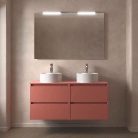 Meuble salle de bains et plan de toilette 120cm 4 tiroirs Red Satin NOJA - SALGAR 105521