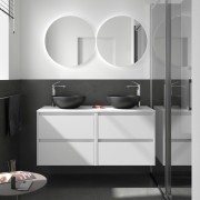 Meuble salle de bains et plan de toilette 140cm 4 tiroirs White Satin NOJA - SALGAR 105526