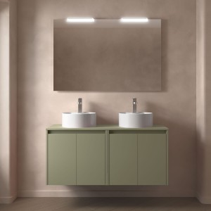 Meuble salle de bains et plan de toilette 120cm 4 portes Green Satin NOJA - SALGAR 105565