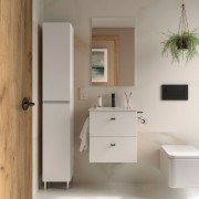 Meuble salle de bains et plan de vasque 50cm 2 tiroirs White Satin INARA - SALGAR 113674