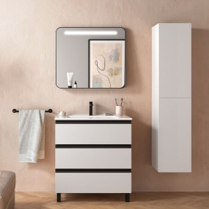 Meuble de salle de bain SPIRIT 800 3 tiroirs métalliques WHITE COTTON - SALGAR 102763 