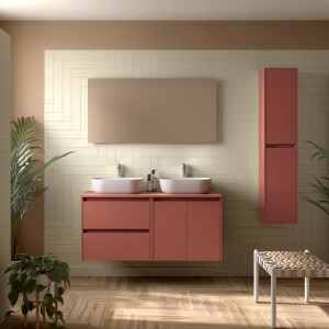 Ensemble Salle De Bains Noja 120 2 Portes 2 Tiroirs Red Satin - SALGAR 113470 