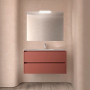 Meuble salle de bains 100cm 2 tiroirs Red Satin NOJA - SALGAR 105431