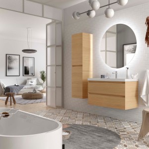 Meuble Salle De Bain Mara 1000 2 Tiroirs Avec Frein Chêne Européen 997 X 540 X 452 Mm - SALGAR 114008 