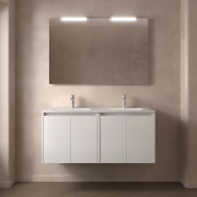 Meuble salle de bains et miroir 120cm 4 portes Blanc Brillant NOJA - SALGAR 105300