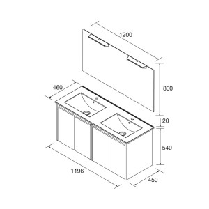 Meuble salle de bains et miroir 120cm 4 portes Blanc Brillant NOJA - SALGAR 105300