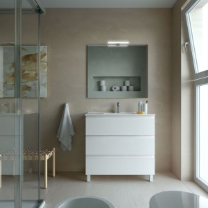 Meuble de salle de bain SPIRIT 900 3 tiroirs métalliques BLANC BRILLANT - SALGAR 102761 