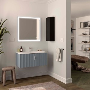 Meuble de salle de bain BIBA 900 1 tiroir et 1 tiroir intérieur Blue Fog - SALGAR 103041 