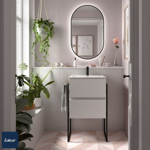 Meuble salle bain FUSSION LINE 500 F40 2 tiroirs blanc brillant 497x540x385mm - SALGAR 96677 