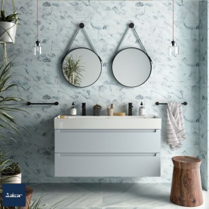 Meuble de salle de bain MONTERREY 1200 2 tiroirs métal.Blue Fog 1197x540x450mm - SALGAR 96529 