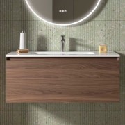 Meuble salle de bains 1 Tiroir Mara 1000 Noyer Americain - SALGAR 114000