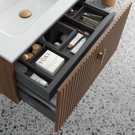 Meuble de salle de bains 1 tiroir + 1 intérieur BIBA 1000 NOYER MAYA - SALGAR 103017