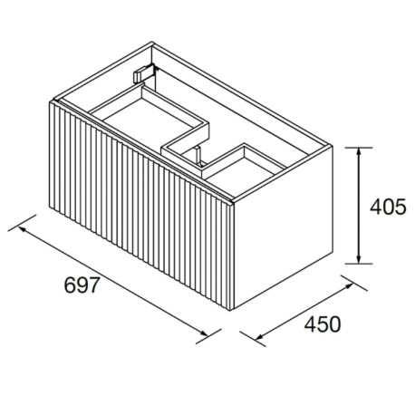 Meuble de salle de bains 1 tiroir + 1 intérieur BIBA 700 BLACK VELVET - SALGAR 103034