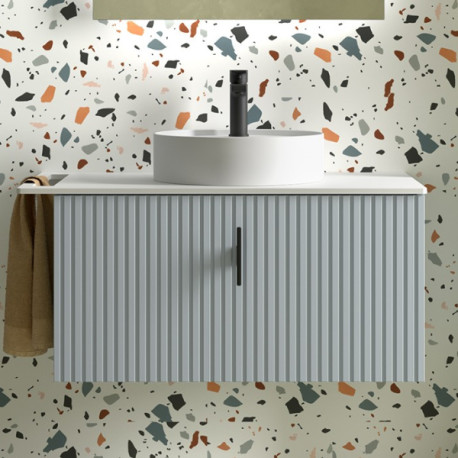 Meuble de salle de bains 1 tiroir + 1 intérieur BIBA 800 Blue Fog - SALGAR 103040