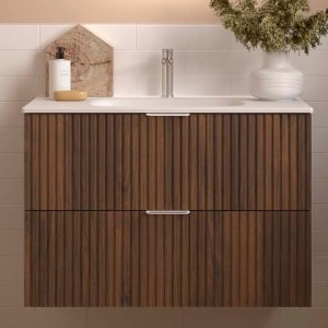 Meuble de salle de bains 2 tiroirs Biba 800 Noyer Maya - SALGAR 113844