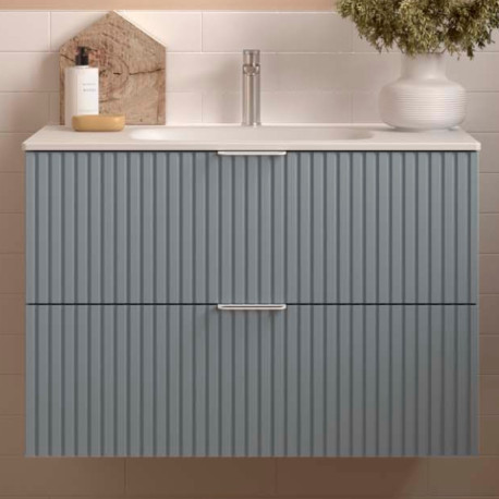 Meuble de salle de bains 2 tiroirs Biba 800 Blue Fog - SALGAR 113846