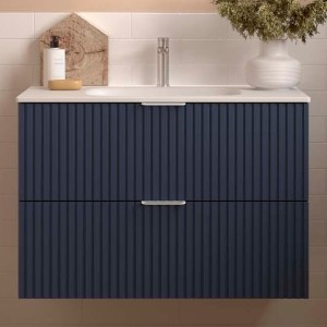 Meuble de salle de bains 2 tiroirs Biba 800 Blue Night - SALGAR 113847
