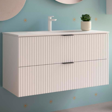 Meuble de salle de bains 2 tiroirs Biba 1000 White Cotton - SALGAR 113862