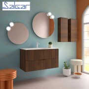 Meuble de salle de bains 2 tiroirs Biba 1000 Noyer Maya - SALGAR 113866