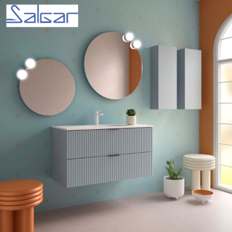 Meuble de salle de bains 2 tiroirs Biba 1000 Blue Fog - SALGAR 113869