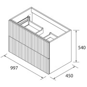 Meuble de salle de bains 2 tiroirs Biba 1000 Blue Fog - SALGAR 113869