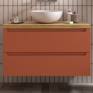 Meuble de salle de bains 2 tiroirs MONTERREY 1000 TERRACOTA - SALGAR 103615