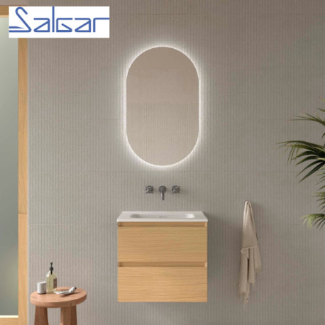 Meuble salle de bains 2 tiroirs Mara 600 Chêne Européen - SALGAR 114002