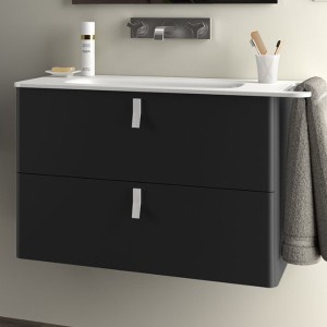 Meuble de salle de bains 2 tiroirs UNIIQ 800 noir mat - SALGAR 96635