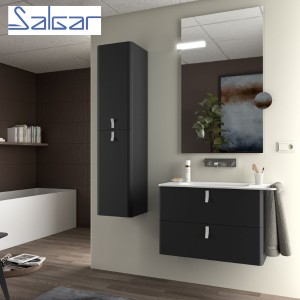 Meuble de salle de bains 2 tiroirs UNIIQ 800 noir mat - SALGAR 96635