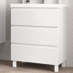 Meuble de salle de bains 3 tiroirs SPIRIT 700 BLANC BRILLANT - SALGAR 102747