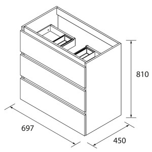 Meuble de salle de bains 3 tiroirs SPIRIT 700 MACCHIATO - SALGAR 103483