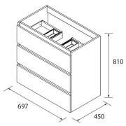Meuble de salle de bains 3 tiroirs SPIRIT 700 NIGHT BLUE - SALGAR 103493