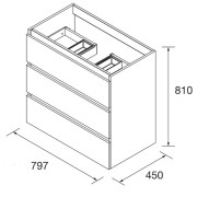 Meuble de salle de bains 3 tiroirs SPIRIT 800 NIGHT BLUE - SALGAR 103494