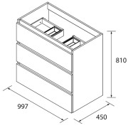 Meuble de salle de bains 3 tiroirs SPIRIT 1000 NIGHT BLUE - SALGAR 103496