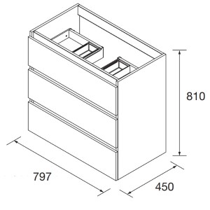 Meuble de salle de bains 3 tiroirs SPIRIT 800 GREEN FOREST - SALGAR 103504