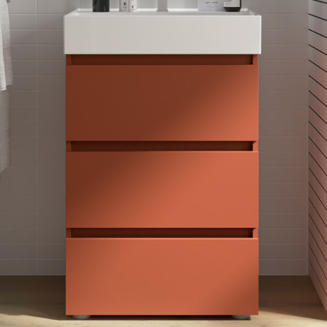 Meuble de salle de bains 3 tiroirs SPIRIT 700 TERRACOTA - SALGAR 103508