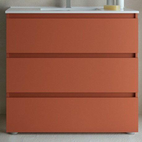 Meuble de salle de bains 3 tiroirs SPIRIT 900 TERRACOTA - SALGAR 103510