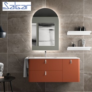 Meuble de salle de bains 2 tiroirs 1 portes droite UNIIQ 1200 TERRACOTA - SALGAR 96648