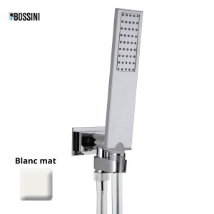 Ensemble encastré avec support orientable, douchette et flexible FLAT-ONE Blanc mat - BOSSINI C13011C045