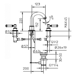 Kit robinet mélangeur avec bec orientable et bonde LIBERTY LINE nickel satiné - BOSSINI Z001302094