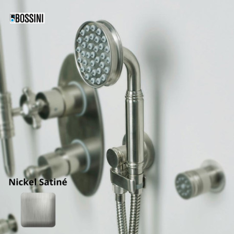 Ensemble sortie murale avec support orientable, flexible 150, douchette Liberty-Gom Nickel satiné - Bossini C17001C094